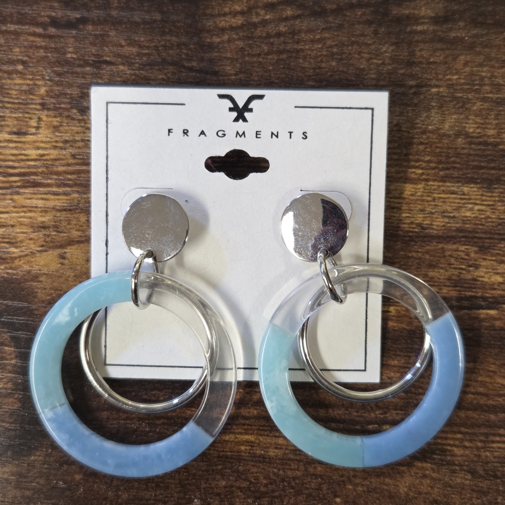 BOGO💖Fragments Acrylic Clear and Blue Circle Earrings